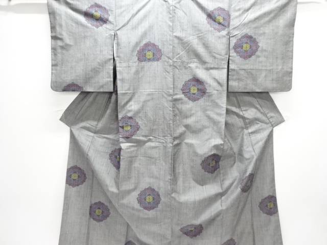 JAPANESE KIMONO / HANA-MON ORI DASHI HON-SHIN COTTON YUKI TSUMUGI 80 T
